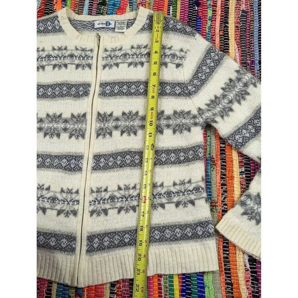 VTG PHD Paul Harris Design Sz L Full Zip Knit Cardigan Nordic LambsWool Blend - Picture 9 of 10